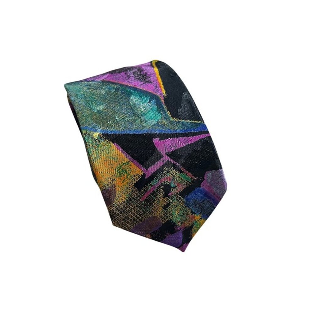 Closet Closing Sale! Fluid men's tie abstract print 2.5" wide purple blue gold